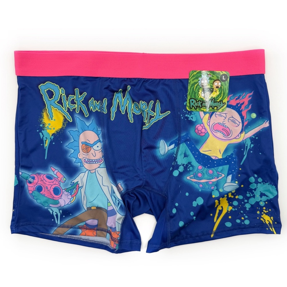 Rick and Morty Boxer Briefs Mens Large Underwear Blue Pink Cartoon Fun Gift